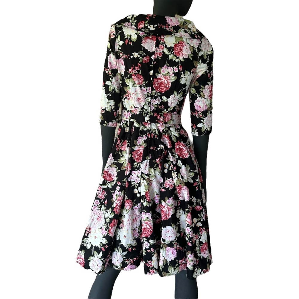Hell Bunny Vixen Retro Floral Dress Fit & Flare Rockabilly ‘50s-Style - Picture 4 of 11